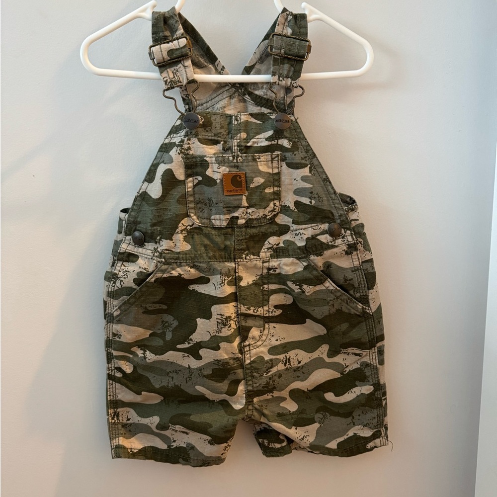 LIKE NEW Carhartt Baby Camo Shorts Overalls — 12 Months